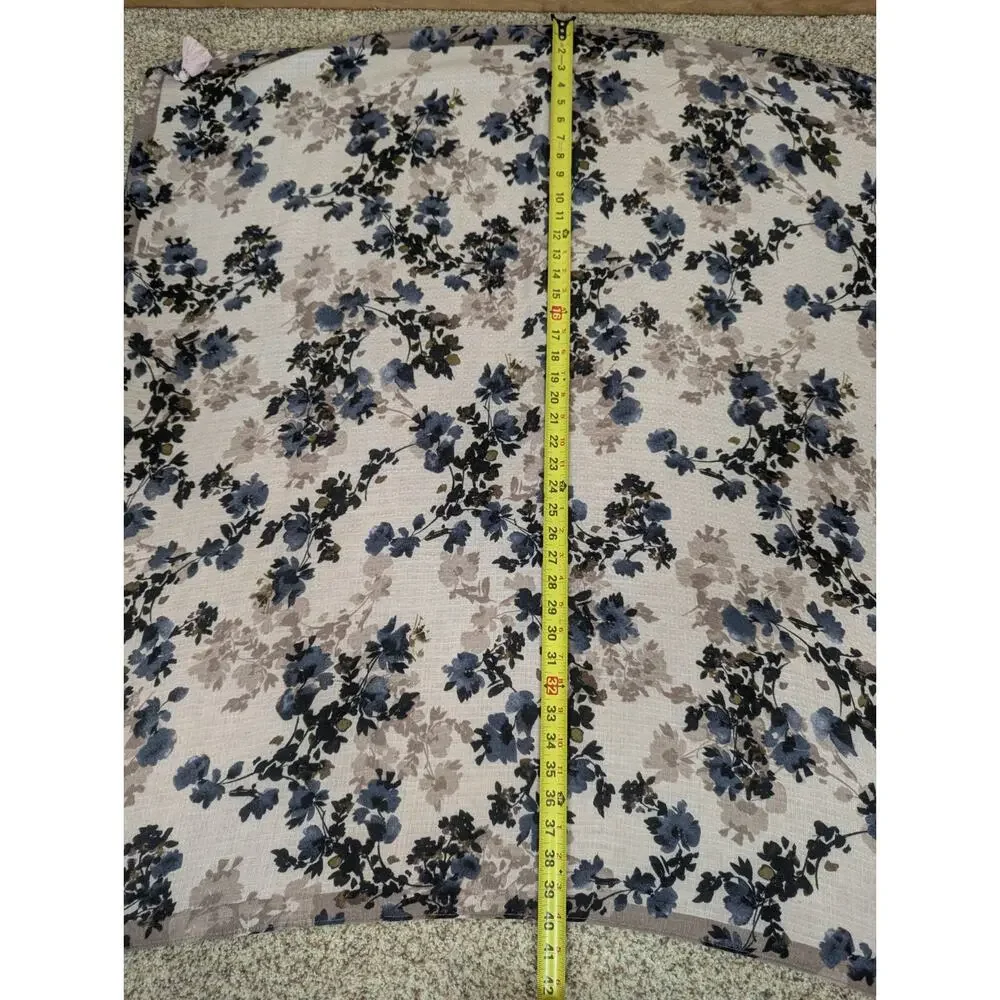 J. Jill Pure Jill Taupe Purple Floral Lightweight Rectangle Tassel Scarf 39x40